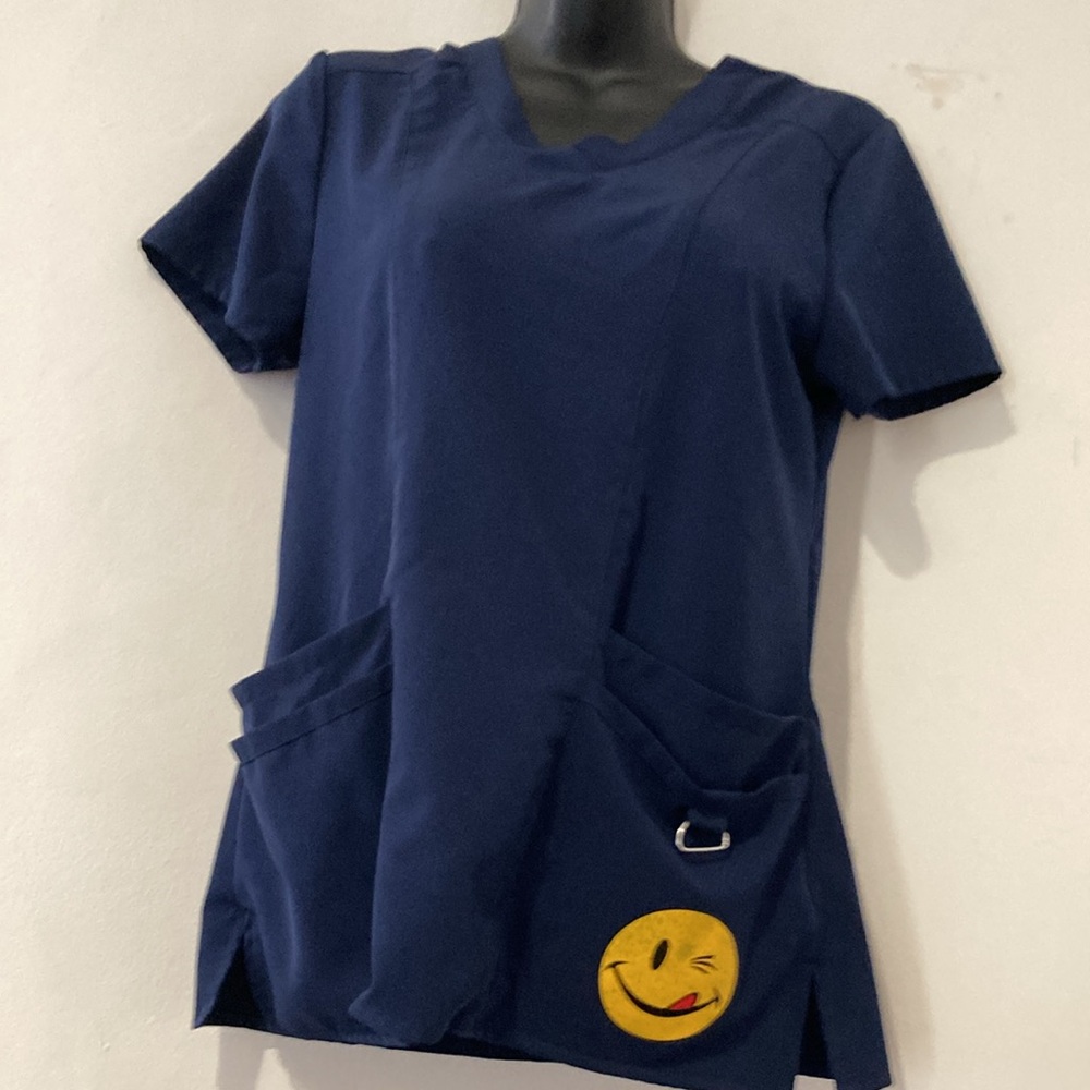 Joe Boxer Scrub Top Happy Winky 😜 Face Day. Fun Scrub Top, Excellent Condition